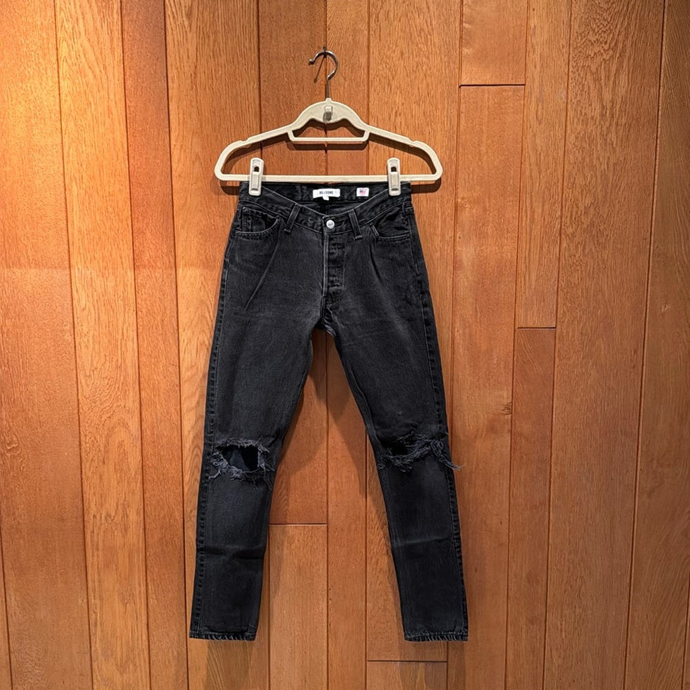 RE/DONE Straight Leg Vintage Feel Black Jeans // Size 24